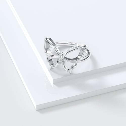 Diamond Butterfly Ring S925 Sterling Silver Butterfly Ring Dainty Eternity Jewelry Rings for Women's Anniversary or Birthday Gifts3
