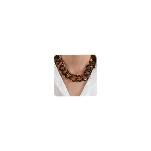 Aimimier ANG-NECKLACE-901 Punk Chunky Leopard Print Link Chain Acrylic Choker Necklace cover