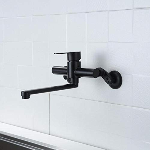 Grifos para fregadero de cocina de pared en acero inoxidable negro