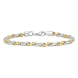 Men’s Two-Tone Gold-Plated Stainless Steel 5mm Rope Chain Bracelet, 8.5 Inch with Lobster Claw Clasp