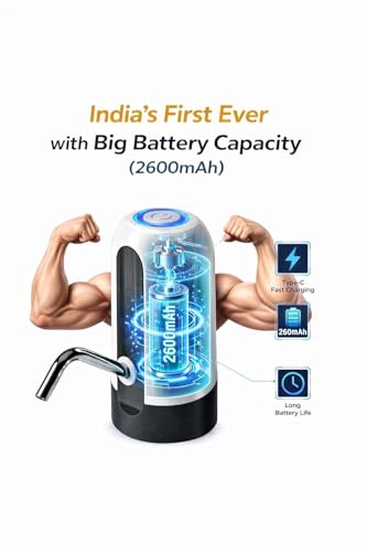 Image of Electric Water & Oil Dispenser Pump 2600 mAh bettey for 20 Litre Bottle | Automatic Water Can Dispenser with Tap | Rechargeable Bottle Pump for Home, Kitchen| Portable 20L Water /Oil Pump