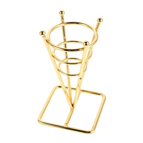 EPIGEIST Soporte de Conos de Helado de Metal Dorado, Expositor Compacto para Postres y Waffles, Soporte Resistente para Cafeterías, Fiestas y Heladerías, Diseño Pequeño y Funcional