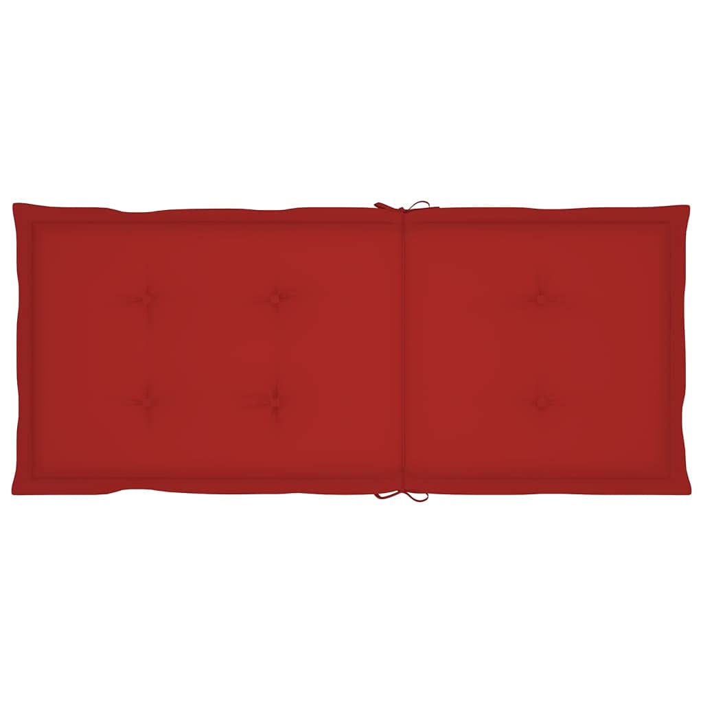 Cuscini per sedia da giardino, 2 pezzi, per sedie a sdraio con schienale alto, design universale, per interni ed esterni, balcone, terrazza, con 2 laccetti, rosso, 120 x 50 x 3 cm