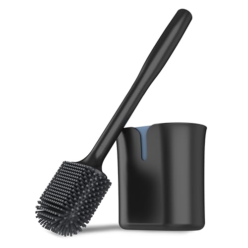 MR.SIGA Brosse WC en Silicone avec Support, Noir