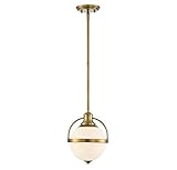 Savoy House 7-3100-1-322 Westbourne Vintage-Inspired White Opal Glass Orb Pendant, 1-Light 60 Watt, 12' H x 9' W, Warm Brass