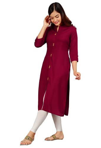 Image of NEW4U Women's Solid Rayon Straight Kurta