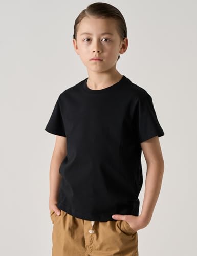 Image of LAPASA Boys & Girls Cotton T-Shirts 4 Pack Tagless Tees for 3T-13Y Kids K01 | Ribbed Crewneck & V Short Sleeve Undershirts for Toddlers and Teens. Soft, Breathable, Ideal for School /Daily Wear /Sport