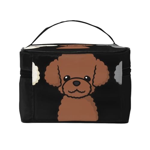 メイクボックス 化粧ボックス トイプードル レディース メンズ コスメ収納ボックス 大容量 多機能 化粧品収納 旅行用品収納バッグ メイク収納 コスメバッグ 持ち運び便利 makeup organizer 小物入れ メイク道具入れ プレゼント CSMB-1