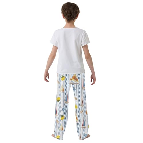 Boys' Pants Lemon Sail Boat Sea Star Long Bottoms Jogger Pants Elastic Waist Trousers with Pockets S-XL 5