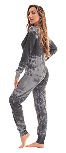 #followme Womens Henley Thermal Onesie Buffalo Plaid and Tie Dye