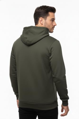 Image of Amazon Brand - INKAST Men Hooded Sweatshirt with Minimal Print | Casual wear | Stylish Winter Hoodie with Drawstrings | Kangaroo Pockets | Pullover