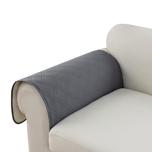 Image of Genina Sofa Armrest Cover, Anti-Slip Armchair Slipcovers for Dogs Cats Pet, Water Resistant Couch Arm Cover for Backrest Recliner Loveseat, L Shaped Sofa, 23.6 x 27.5 Inches(2 Pieces)