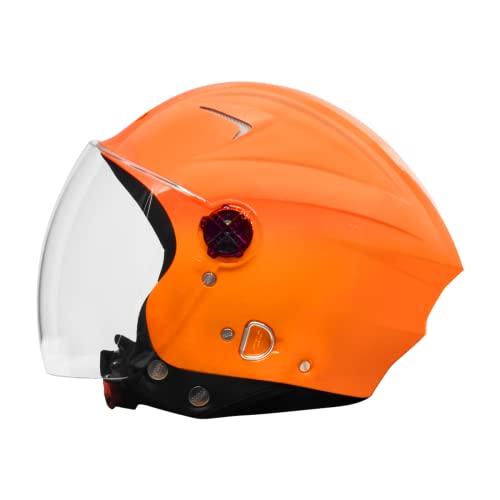 Image of STUDDS RAY Super STUDDS RAY ISI Certified Open FACE Helmet for Men and Women with D - Ring Lock (Vibrant Orange L)