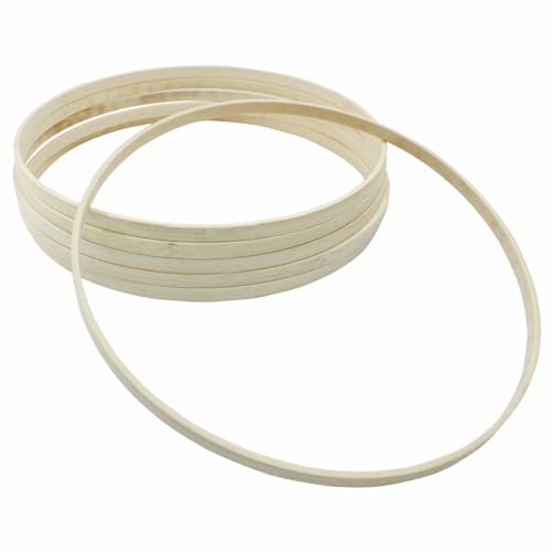 Kemcatui 6Pcs 10 Inch Bamboo Floral Hoops, Wooden Hoop Wreath Frame Bamboo Ring For Diy Dream Catcher, Wreath Decor, Wall Hanging Crafts