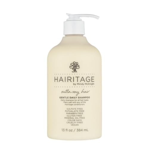 Hairitage Gentle Daily Moisture Shampoo and Conditioner Set - Split End + Bond Strengthening for Dry, Damaged Hair with Jojoba Oil - Anti-Frizz and Color Safe - Cherry + Amber Scent (21oz. 2-pack)
