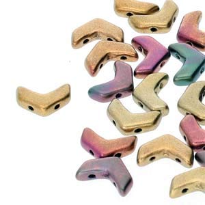 30 Chevron Duo Czech Glass Beads. Huge Selection of Colors and FINISHES (Violet Rainbow)