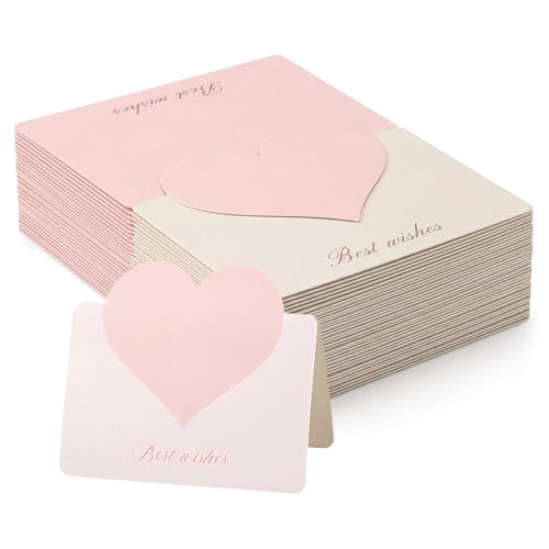 50 Marque place cœur élégant en papier épais, carte de table avec inscription Best wishes 98x68mm, porte nom mariage décorative pour anniversaire,...