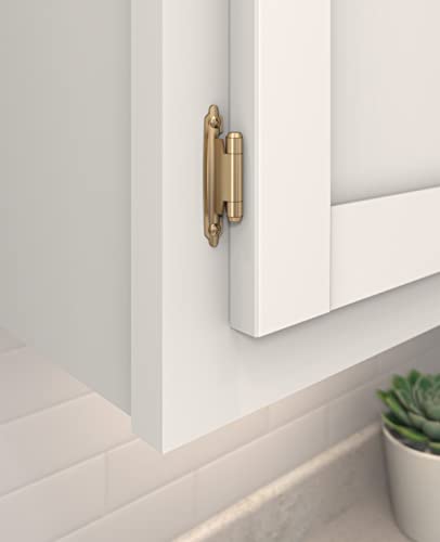 Image of Amerock 1 Pair 3 /8 inch Inset Champagne Bronze Self-Closing Cabinet Hinge