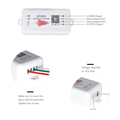 Image of 2 Pack SP107E LED Controller -Music Sync for WS2812B /Ws2811 /SK6812 IC Strips & LED Pixel Matrix Panel, Smart App Control, 16 Million Colors, Commercial /Home Lighting