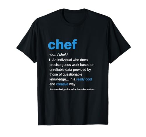 Camisas de chef para homens Funny T mulheres cozinhar roupa definição t-shirt