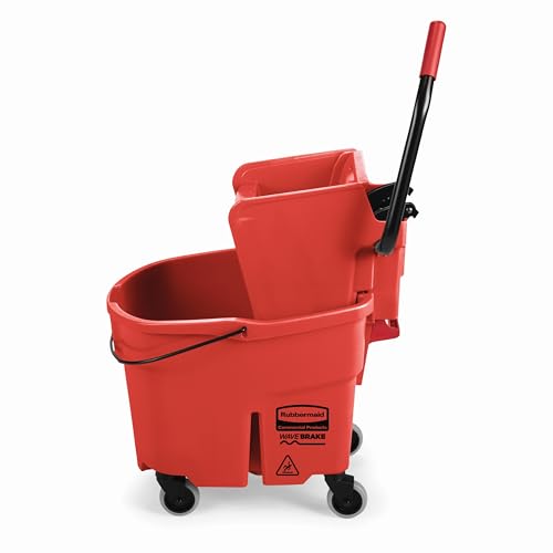 Rubbermaid Commercial WaveBrake Mopping System Bucket and Side-Press Wringer Combo, 26-Quart, Yellow (FG748000) 35 Qt FG758888RED 1