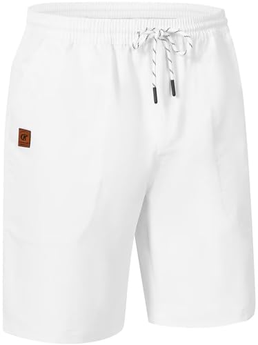 QPNGRP Men's Stretch Waist Casual White Shorts with 5 Pockets Include...
