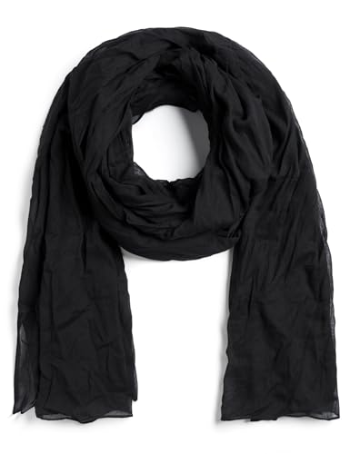 ALLEE DU FOULARD Chèche Long, Echarpe, Châle - 100% Coton - Taille 110 x 300 cm - Chèche Touareg Femme et Homme - Longueur 3 Mètres - Confort et Fluidité (Noir)