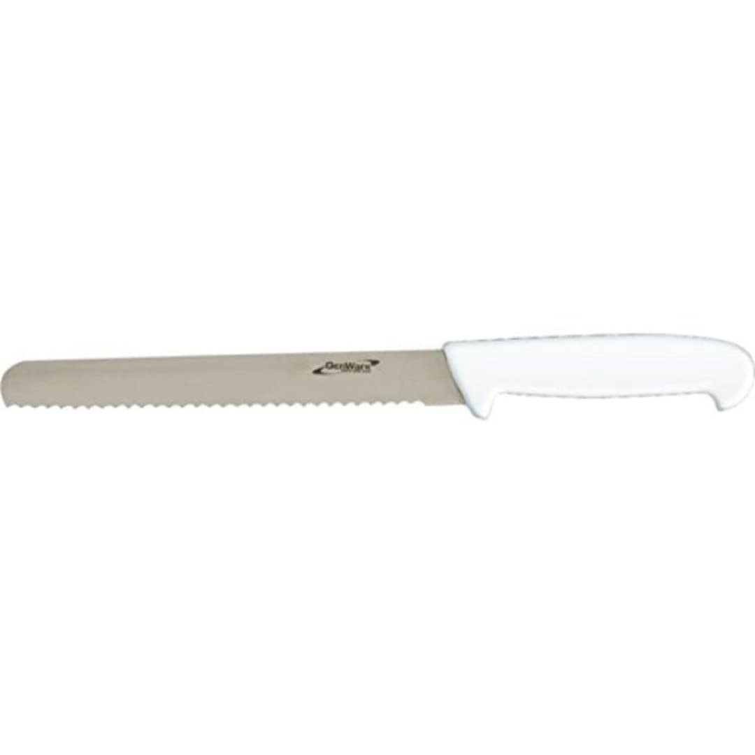 Genware NEV-K-BR8W Bread Knife Serrated, 8'', White