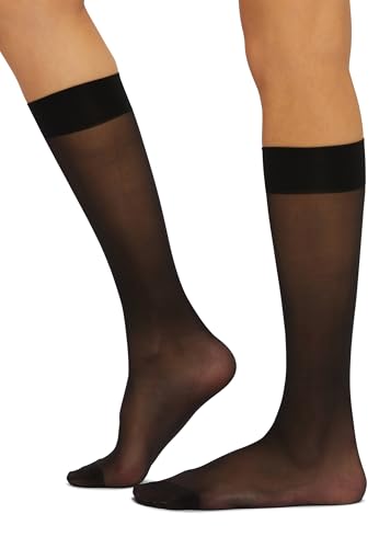 Image of Wolford Individual 10 Denier Knee-Highs Transparent For Women Sheer With Exceptional Smooth Soft Stretchable Comfort Band.