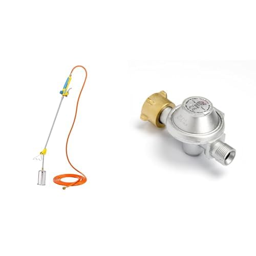 GLORIA Thermoflamm bio Professional PLUS inkl. Druckminderer | Gas Unkrautbrenner Set mit 5 m Schlauch | Unkrautvernichter Komplettset für Gasflaschen | 1000 °C Flamme | Gehweg, Einfahrt & Pflaster