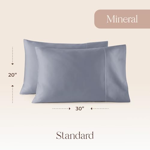 Image of 100% Organic Cotton Pillow Cases Standard Size Set of 2-100% Cotton Pillowcases GOTS Certified 300 Thread Count - Naturally Cooling Comfortable Breathable & Soft Pillow Cases (Mineral, Standard)