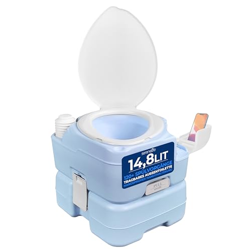 SereneLife Camping Toilette Chemie - Porta Potti 15L, Reisetoilette mit Handyhalter & Reinigungssprühgerät, 120 Spülungen, 12L Frischwassertank - Mobiles WC für Wohnwagen & Outdoor - Geruchssicher SereneLife Camping Toilette Chemie - Porta Potti 15L, Reisetoilette mit Handyhalter & Reinigungssprühgerät, 120 Spülungen, 12L Frischwassertank - Mobiles WC für Wohnwagen & Outdoor - Geruchssicher
