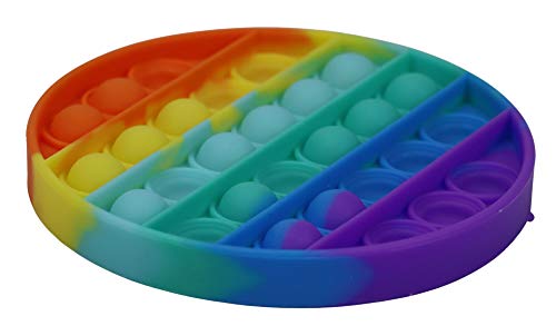 alldoro 63044 - Push & Play Silikon Fidget Spielzeug ca. 12 cm rund, Pop it Anti Stress Fingerspielzeug, Bubble Push Toy für Stressabbau, Geschicklichkeitsspiel für Kinder und Erwachsenen, Regenbogen