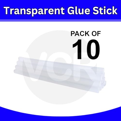 Image of VCR 11mm Glue Sticks for Glue Gun - 11mm x 165mm in Length - Hot Melt Transparent Glue Stick - Pack of 10 - Bonding Adhesive Glue Sticks for DIY - Arts Crafts - Schools and Industries