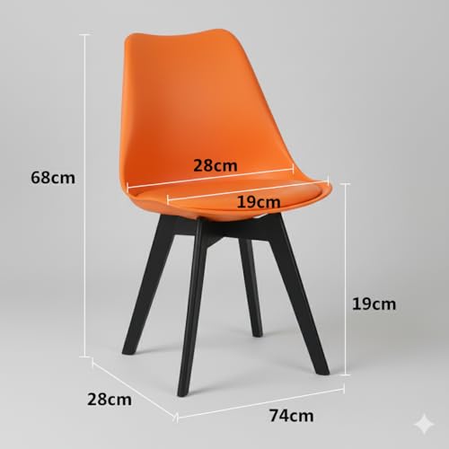 Image of Modern Bar Stool with Black Spider Legs, Orange Seat, Contemporary Design, Indoor Dining Chair