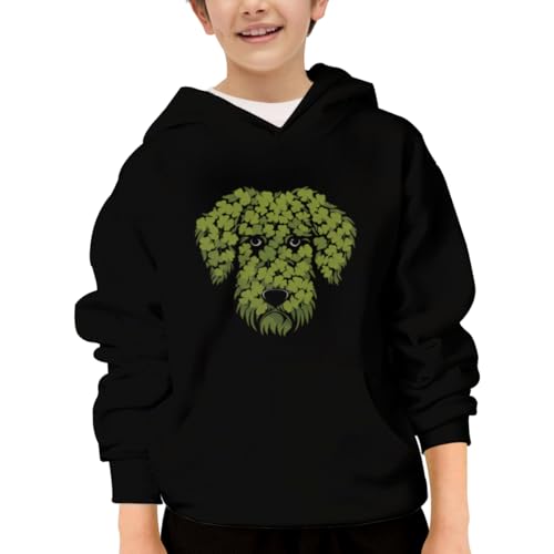 Vintage St Patricks Day Cute Puppy Dog Hoodies for Teen Girls Boys Lightweight Kangaroo Pocket Sweatshirt