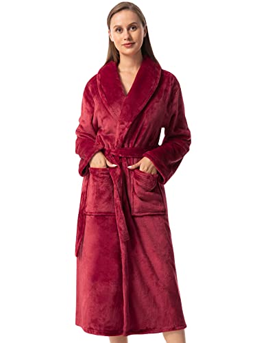 vislivin Fleece Bademantel Damen Lang Bademantel Flauschig Morgenmantel...
