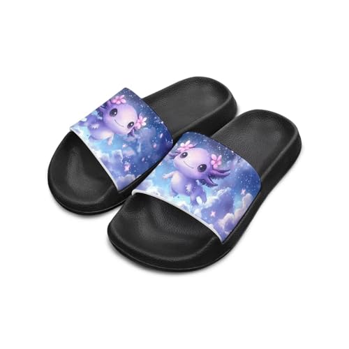 Girls Slide Sandals Axolotl Theme Summer Slippers for Kids Shower Shoes