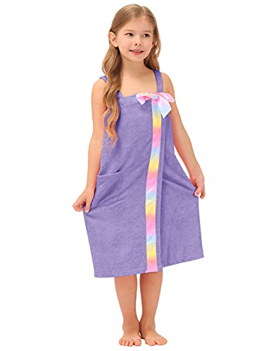 Zexxxy Kids Bath Wrap Towel After-Shower Spa Body Wrap with Bow Cute Robe Iris 6-8Y Zexxxy Kids Bath Wrap Towel After-Shower Spa Body Wrap with Bow Cute Robe Iris 6-8Y