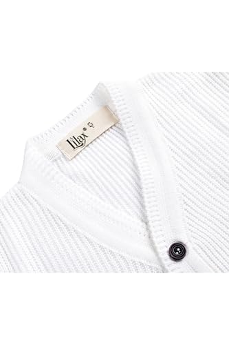 Image of Lilax Baby Boys Basic Long Sleeve V-Neck Classic Knit Cardigan Sweater