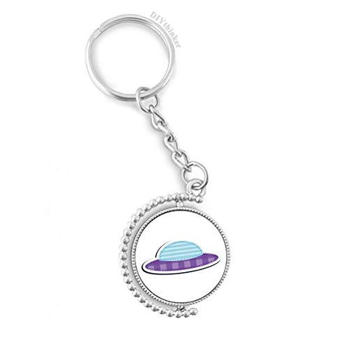 UFO Rotatif Key Ring Chain univers alien porte-clés multicolore original pour sac