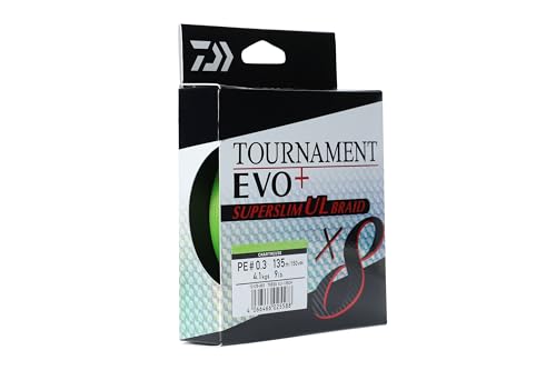 Prodotto in Giappone DAIWA Tournament X8 EVO+ SUPERSLIM UL, 135m, PE 0,4, 5,40kg, 12,0lb, Lenza Intrecciata, Chartreuse, 12125-004