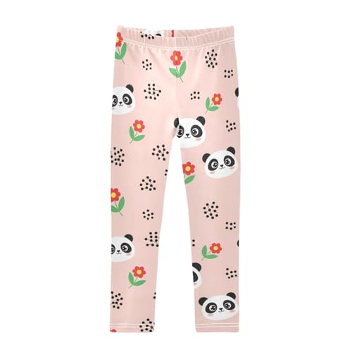 J JOYSAY Panda Red Flowers Girls Leggings Soft Comfortable Long Kids Toddler Leggings Size 4-10T