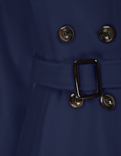 Kate Kasin Women's Winter Thick Lapel Double Breasted Trench Coat A Line Wool Pea Coats Jacket With Pockets Navy Blue Xl #TOP4