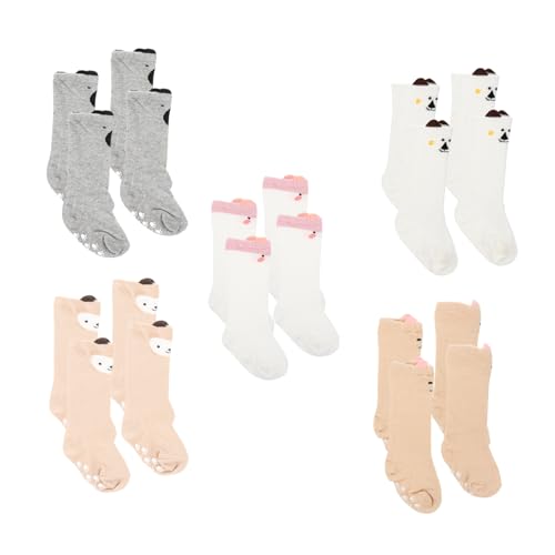 LIFKOME 10 Calcetines Antideslizantes para Niña de Calcetines Gruesos y Cálidos Muslo Elásticos y Suaves para Recién Nacidos y Pequeños Pack para Invierno