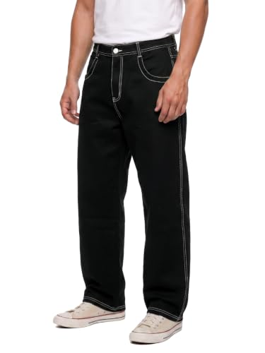 Image of GINGTTO Men's Baggy Barrel Jeans Wide Leg Y2K Denim Pants | Loose Fit Streetwear Casual Hip Hop Skater Vintage Style