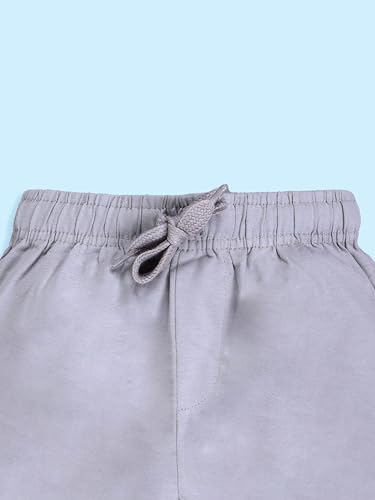 Image of KiddoPanti Boys Solid Knee-Length Basic Short | 100% Cotton Knit Fabric | Comfortable Fit with Elastic Waistband and Functional Drawcord | 2 Front Pockets Half Pant | Boys Shorts