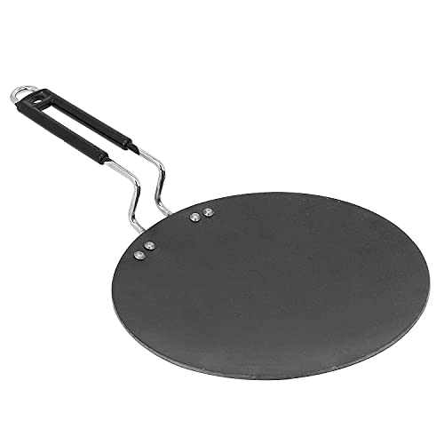 Image of Induction Base Tawa for Roti Paratha Chapati Phulka Omelette (Color Black) Handle Roti Tava Wider Base Cast (Stainless Steel Handle) |JNM;002
