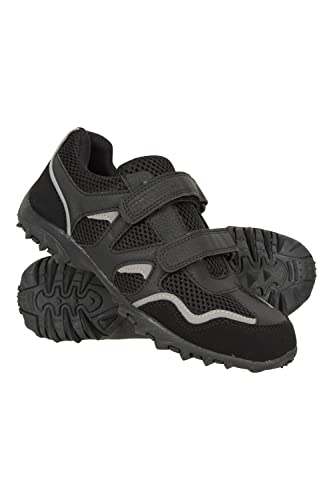Mountain Warehouse Mars Kids Non Marking Shoes - Lightweight, Breathable, Comfortable, Hook & Loop Straps, Boys & Girls – for Spring Summer & Outdoors Black Kids Shoe Size 4