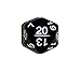 Black with White Numbers d20 Initiative Advantage Die for Role-Playing Games. 20 Sided RPG Dice